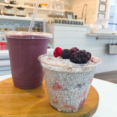 Keto Options Available - Triple Threat Berry Smoothie and Chia Pudding