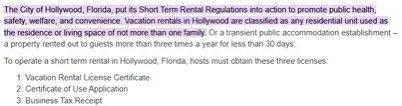 Hollywood Short term rental laws