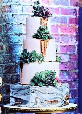 Gorgeous succulent wedding cake for a wedding.