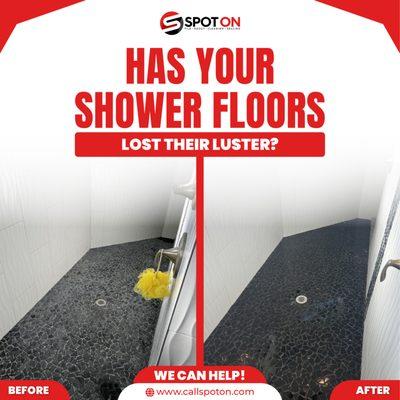 Bleached out shower floors can be saved with our great sealers.