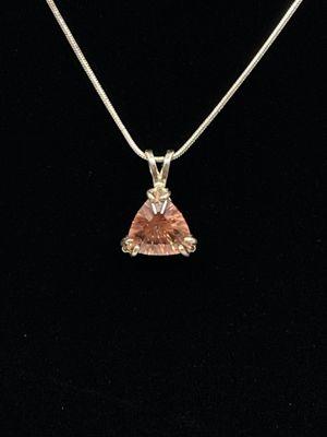 Light Red Oregon Sunstone Pendant in Sterling Silver made in house