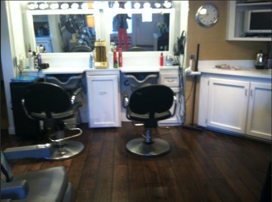 Our stylist stations are beautifully lit and comfortable!