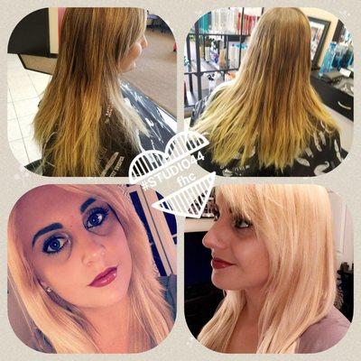 Color makeovers... Blahhhs with green/yellow tones.. To vibrant all over highly lifted blonde tones... Beautiful