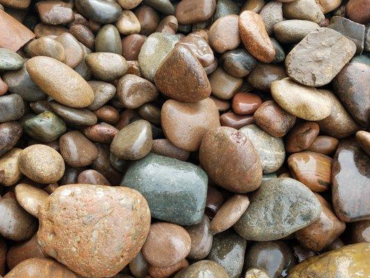 River rocks are wet in this picture to show its natural colors.