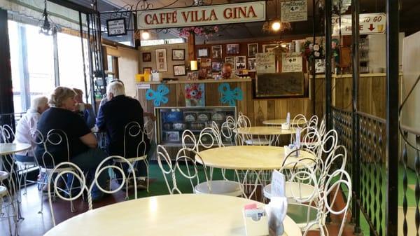 Cafe interior. Appears cute. Then with a closer look just old and dirty.