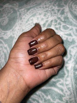 Brown Sparkly French Tip