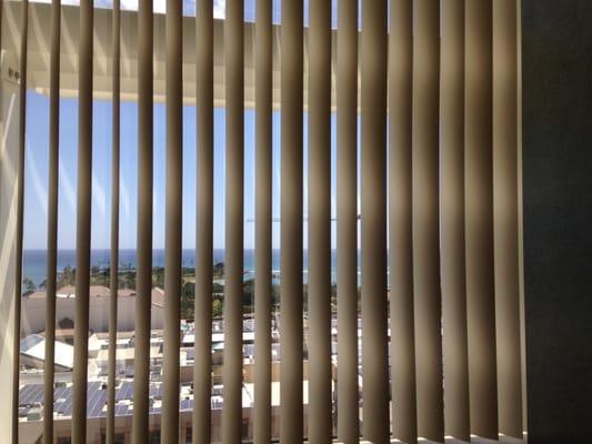 view from dental chair... open blinds would give a spectacular view.