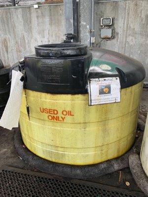 Used oil barrel.