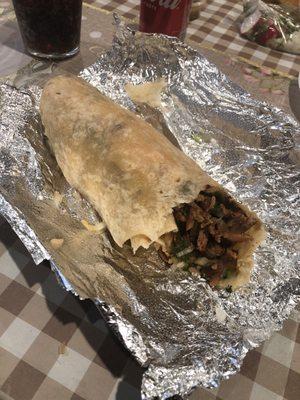 Good size burrito de al pastor