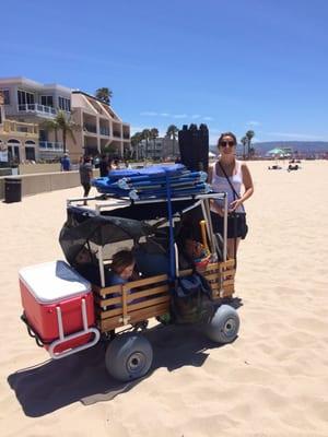 Motorized beach wagon with sand tires