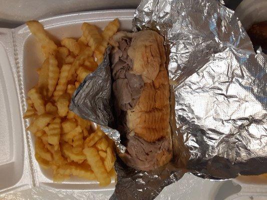 Italian beef with cheese and fries