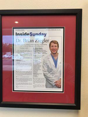 Newspaper article about Dr. Ziegler