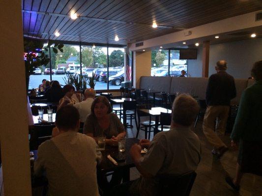 One half of the restaurant. The other half is beyond the divider.