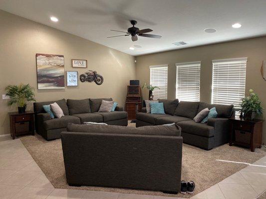 Couches and end tables in living room.