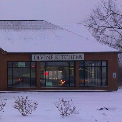 Storefront on winter evening