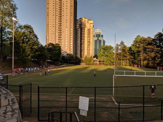 Soccer with skyline