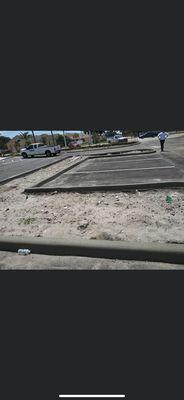 New parking lot installed with new curbing