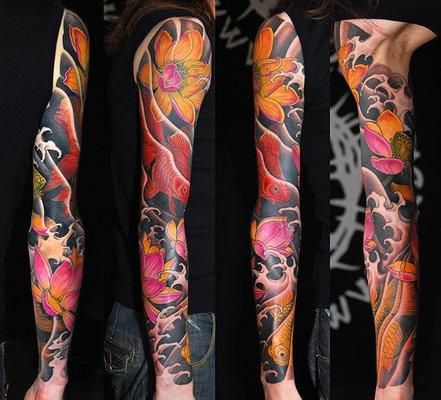 Japanese full sleeve tattoo by George Bardadim