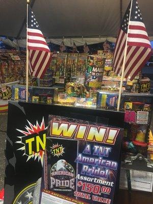 TNT is raffling off $150 worth of fireworks. Winner will be contacted on July 3rd.