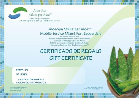 Aloe-Spa Salute per Aloe - Gift Certificate - Miami