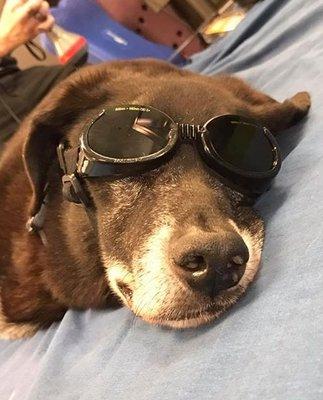 Steven relaxing during his laser treatment