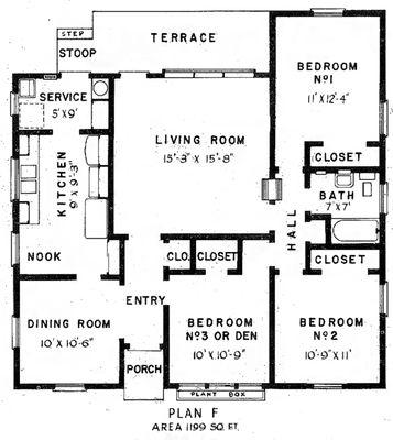 Lakewood "Model F" original Floor Plan