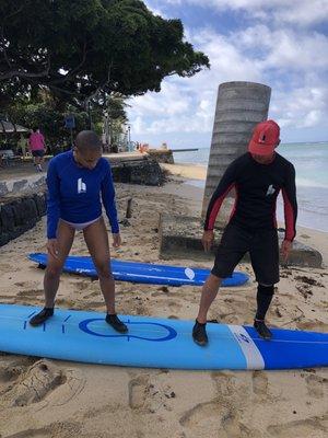 On-land demos and practice before getting in the water.