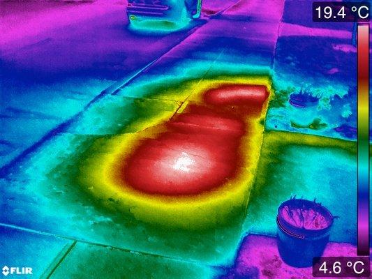 Infrared image of underground steam leak