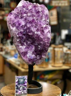 Large Amethyst with custom iron wrought stand