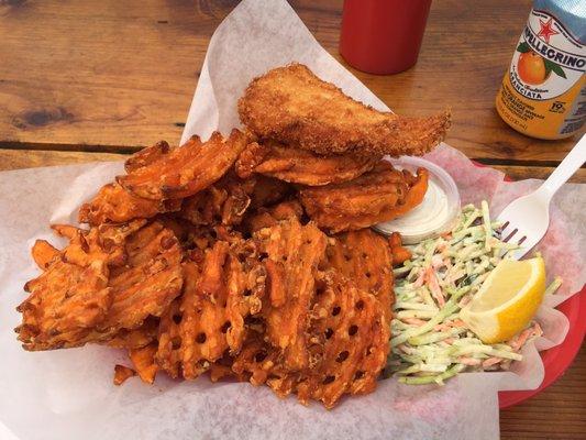 Cod and sweet potato basket.