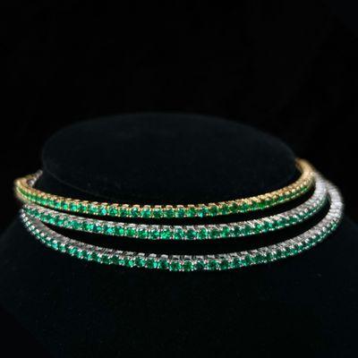 Single Emerald Choker Necklace 3mm Round Top Quality Emeralds