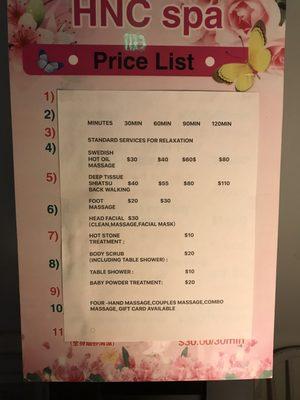 Price list