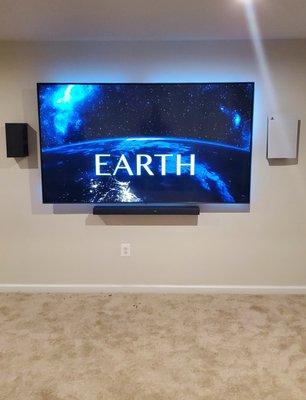 TV, soundbar and 2 game wall mounts installed in Waldorf MD.