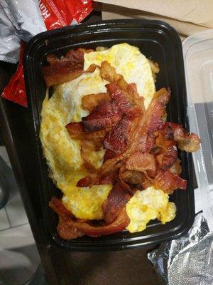 Omlette platter with bacon and cheese