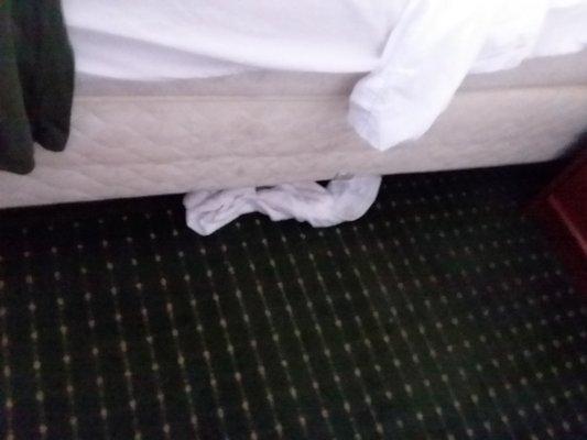 The one towel in the room was dirty and found under the bed