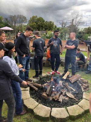 S'mores after working in the rain during our volunteering!