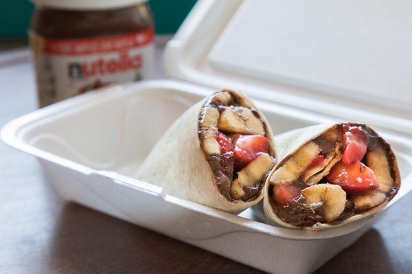 Nutella strawberry banana wrap