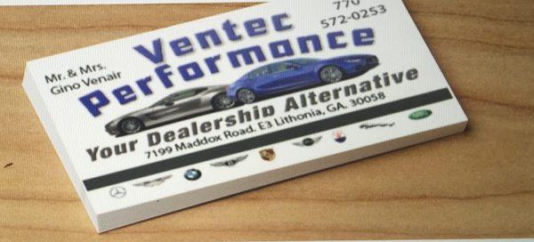 Ventec Performance & Parts Business Card 2015