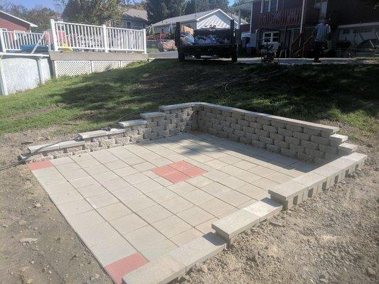 A patio and retaining wall project in Jermyn, PA