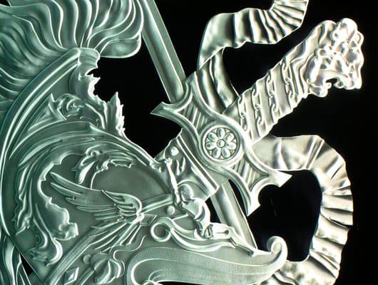 Detailed Sandblasted Glass Carvings