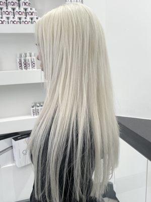 Full head bleaching with sewn in weft hair extensions