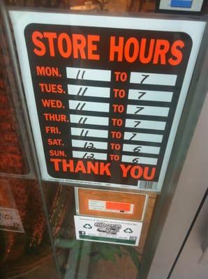 Store hours