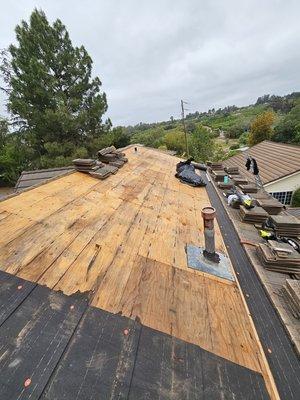 Full reroof and new sheathing in Fallbrook