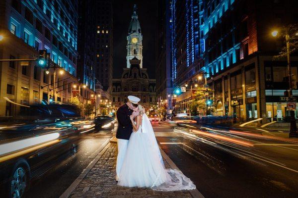 End of night shot in front of PA city hall