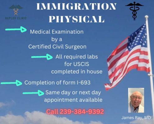 Immigration Physical Exam. Form I- 693. 
Open 7 days a Week!