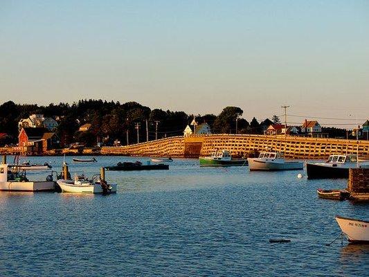 The famous Cribstone Bridge connecting Bailey and Orr's Islands