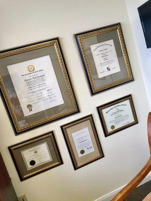 The Certificate Wall of Tad Ground; Attorney at Law!