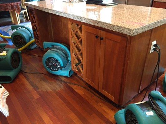 Water damaged kitchen island "after" (different angle)