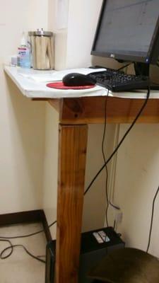 Really? This is the Drs desk. Built from wood scraps.