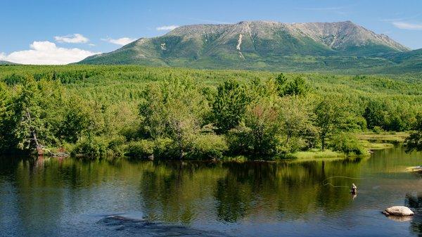 Fly fishing in the shadow of Mt Katahdin